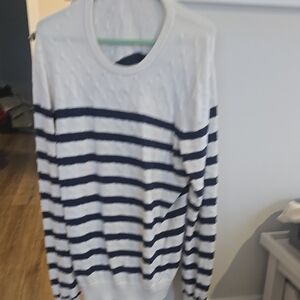 Jos. A. Bank Navy and White Crewneck Sweater